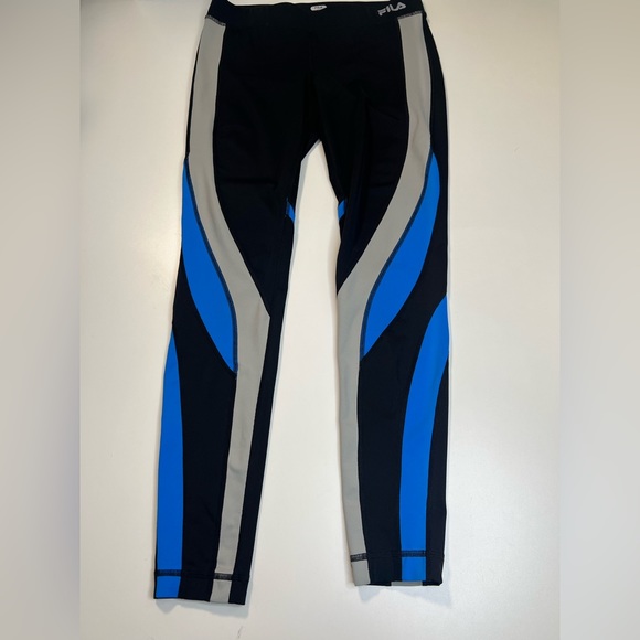 Fila Sport Contour Spiral Leggings Blue Gray and Black Size Small - Picture 2 of 10